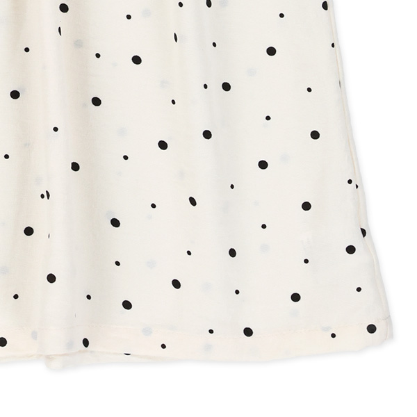 ドット柄布帛ネックギャザーノースリーブワンピース