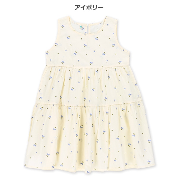 チェリー柄ティアードワンピース