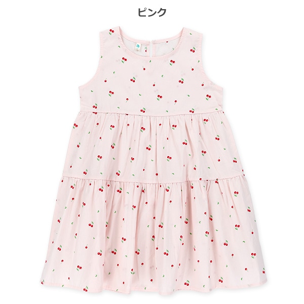 チェリー柄ティアードワンピース