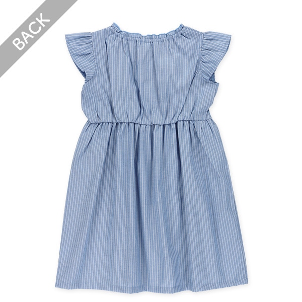 ダンガリーストライプ袖フリルワンピース