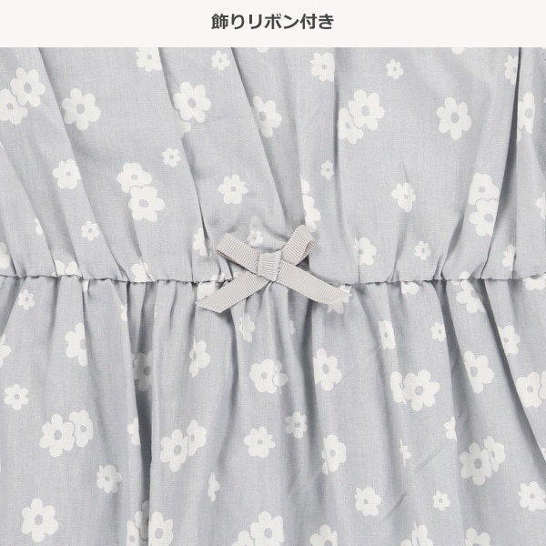 布帛花総柄袖フリルワンピース