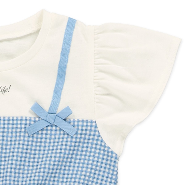 チェック柄レイヤード風ティアードフレンチワンピース