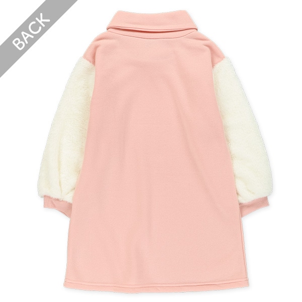 袖ボア胸くま転写プリント長袖ワンピース