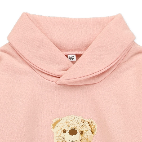 袖ボア胸くま転写プリント長袖ワンピース