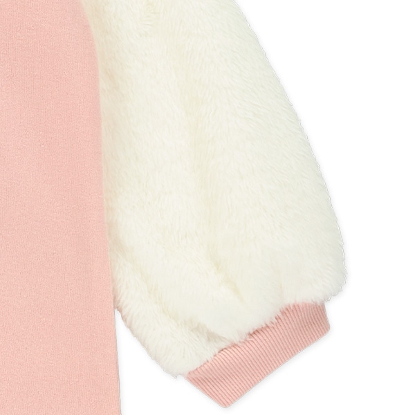 袖ボア胸くま転写プリント長袖ワンピース