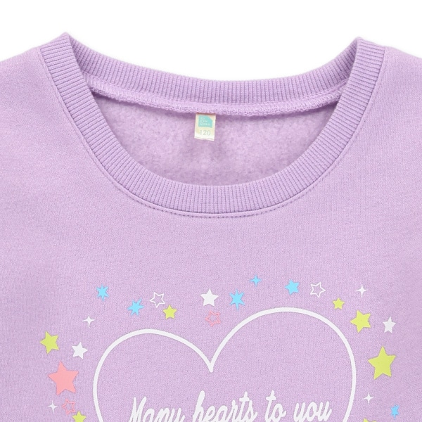 裏起毛ハート柄チュール切り替え長袖ワンピース