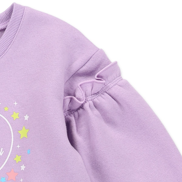 裏起毛ハート柄チュール切り替え長袖ワンピース