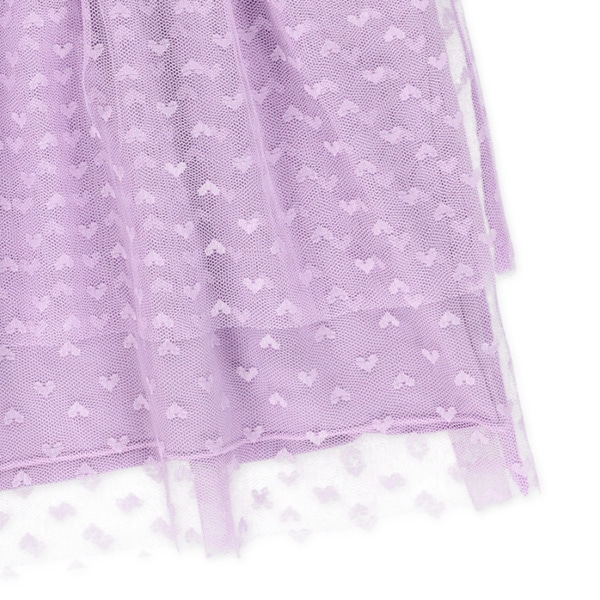 裏起毛ハート柄チュール切り替え長袖ワンピース