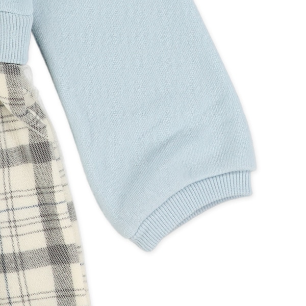 裏起毛くまアップリケ切り替え長袖ワンピース