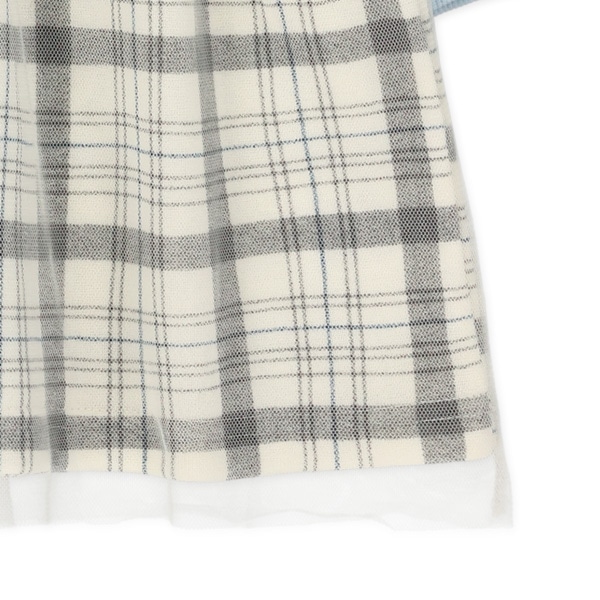 裏起毛くまアップリケ切り替え長袖ワンピース