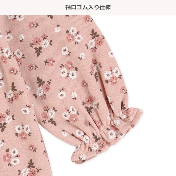 裏起毛ボアベスト&花柄長袖ワンピースセット