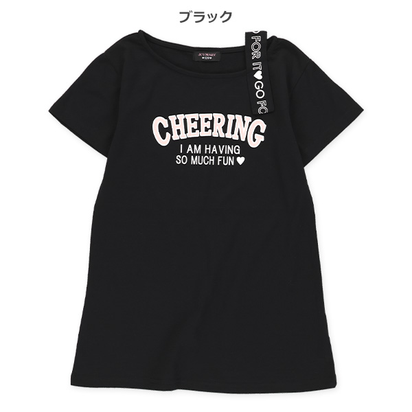 肩テープ胸ロゴ半袖ワンピース