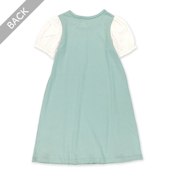 袖布帛半袖ワンピース