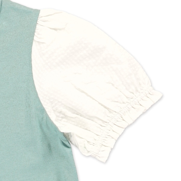 袖布帛半袖ワンピース