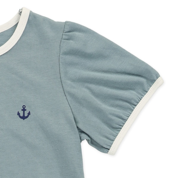 天竺襟半袖ワンピース