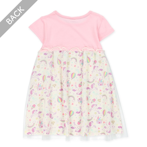 ユニコーンチュール切り替えフレンチ袖ワンピース