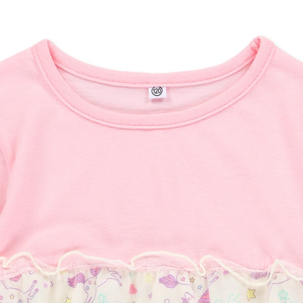 ユニコーンチュール切り替えフレンチ袖ワンピース