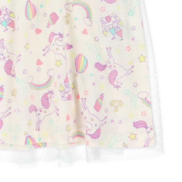 ユニコーンチュール切り替えフレンチ袖ワンピース