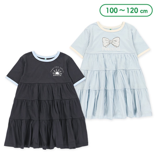 ニットティアードロゴ半袖ワンピース