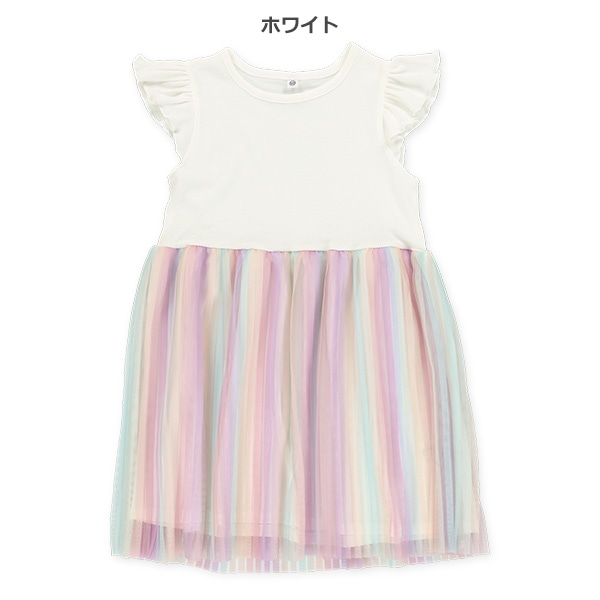 プリーツチュール切り替えフレンチワンピース