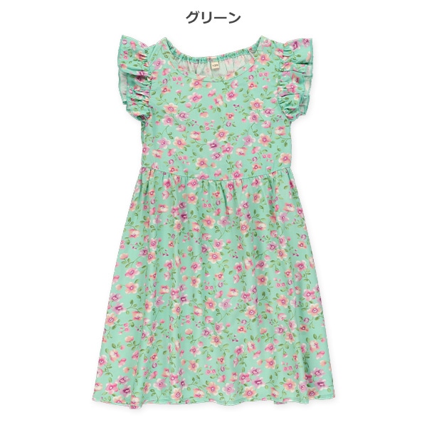 レーヨン転写プリントフレンチワンピース