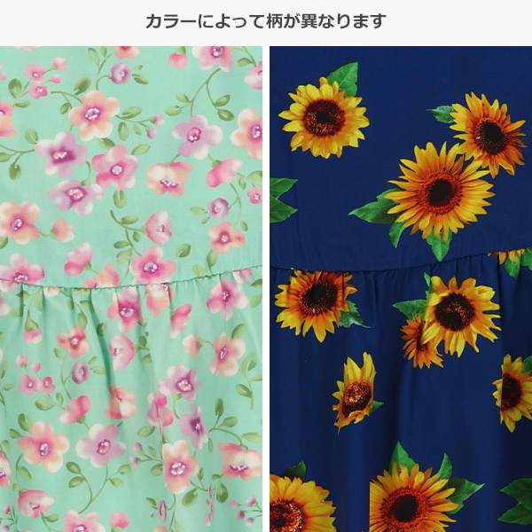 レーヨン転写プリントフレンチワンピース