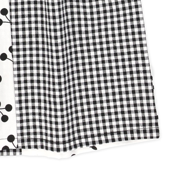 チェックスカート切り替えフレンチワンピース