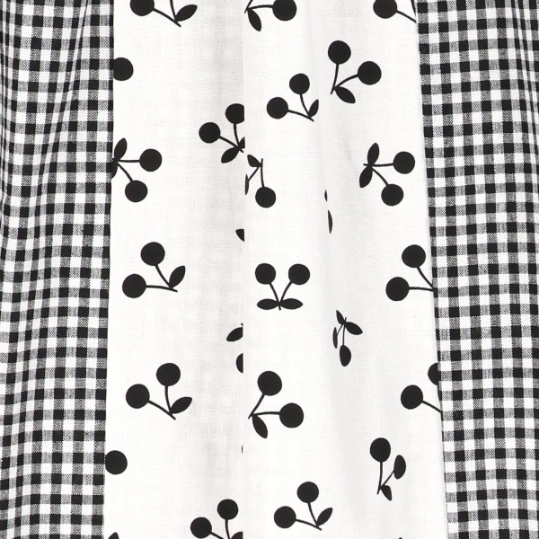 チェックスカート切り替えフレンチワンピース