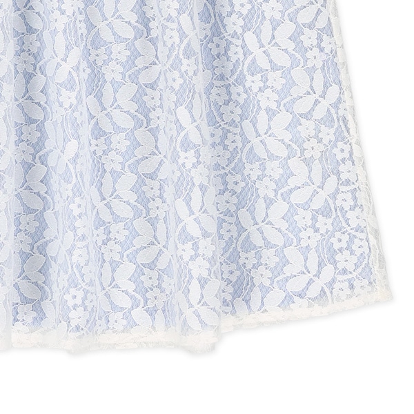 花刺繍レース切り替えノースリーブワンピース