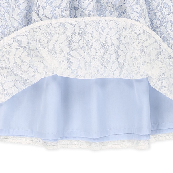 花刺繍レース切り替えノースリーブワンピース