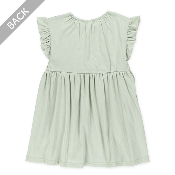 天竺無地フリルノースリーブワンピース