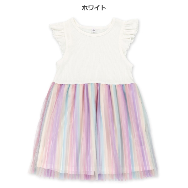 プリーツチュール切り替えフレンチワンピース