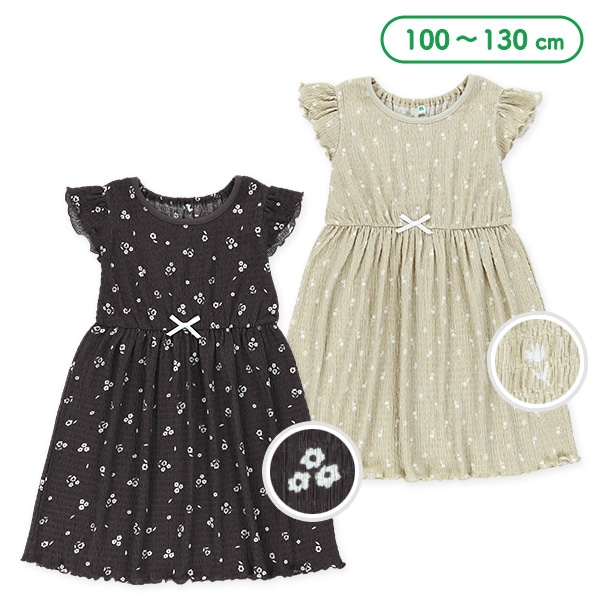 天竺シャーリングフレンチワンピース