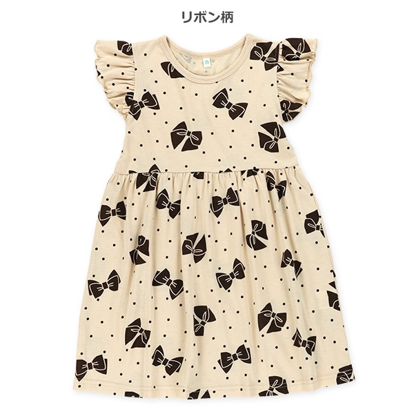 リボン・花柄総柄フレンチワンピース