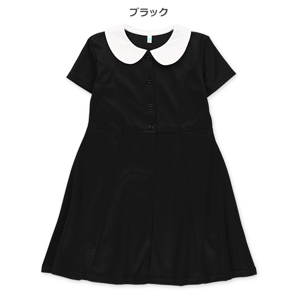 ポンチ襟付きフォーマル半袖ワンピース