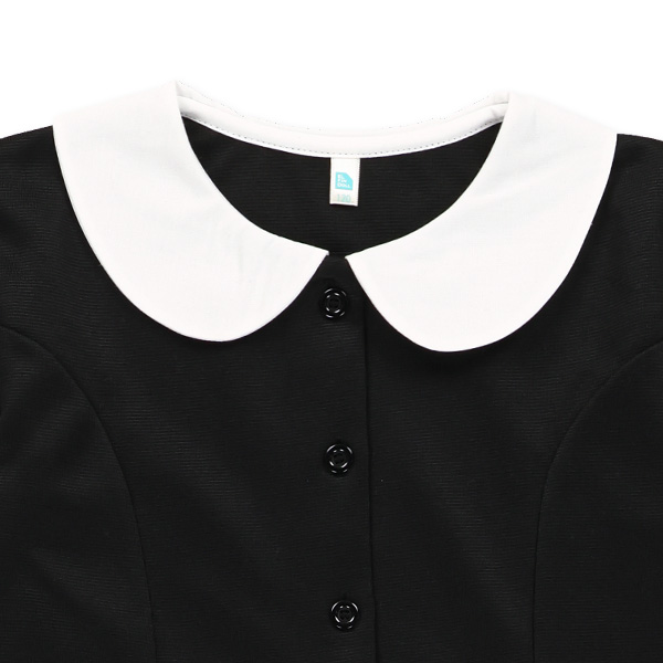 ポンチ襟付きフォーマル半袖ワンピース