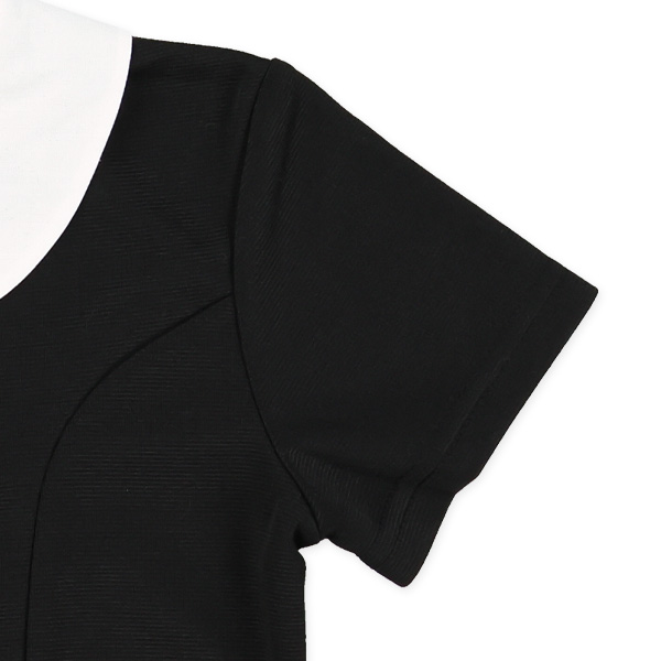 ポンチ襟付きフォーマル半袖ワンピース