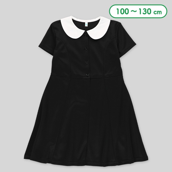 ポンチ襟付きフォーマル半袖ワンピース