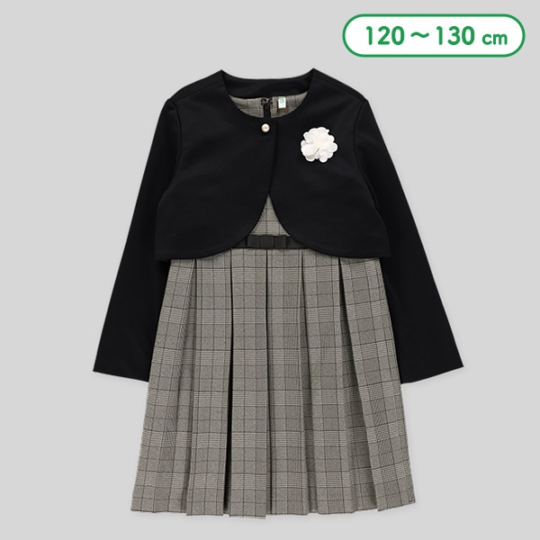 ボレロ付きチェック柄フォーマルワンピース