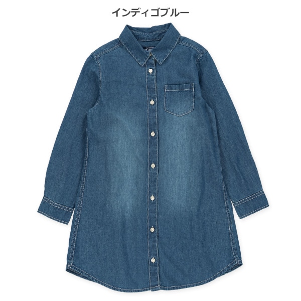 デニム長袖シャツワンピース