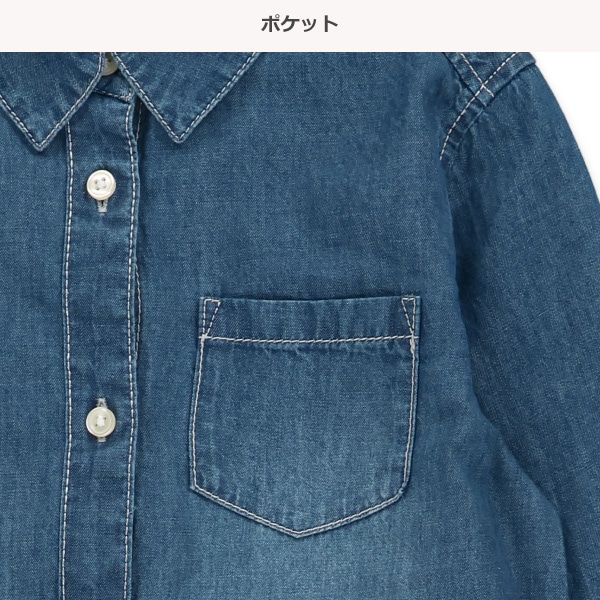 デニム長袖シャツワンピース