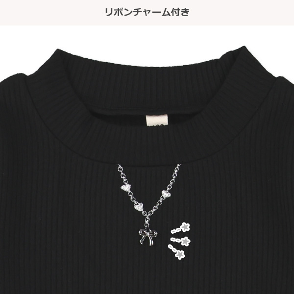 音符刺繍長袖ワンピース