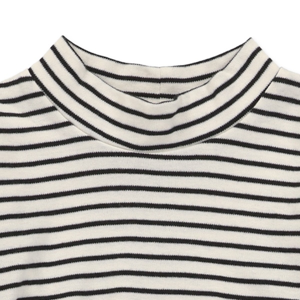 ピーチスカート長袖ボーダードッキングワンピース