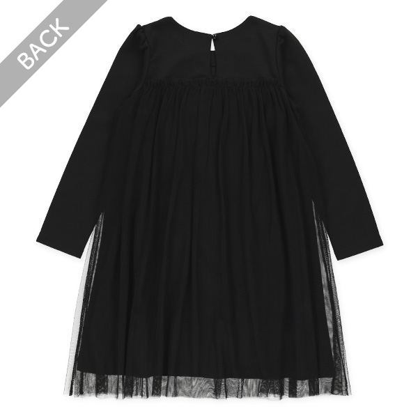 ポンチチュールフォーマル長袖ワンピース