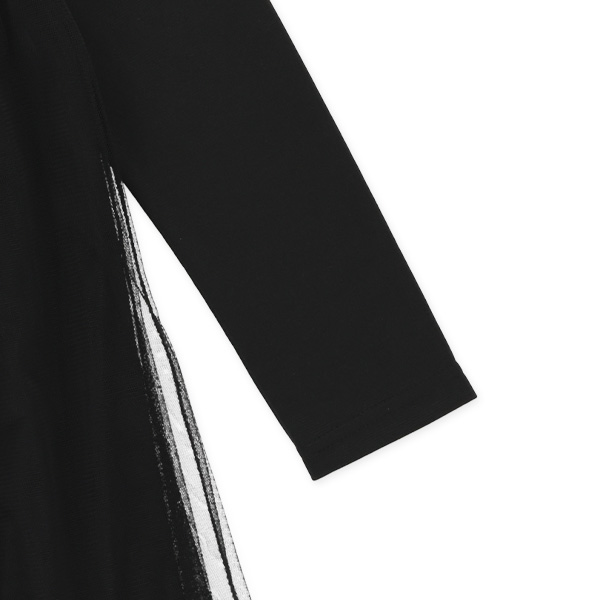 ポンチチュールフォーマル長袖ワンピース