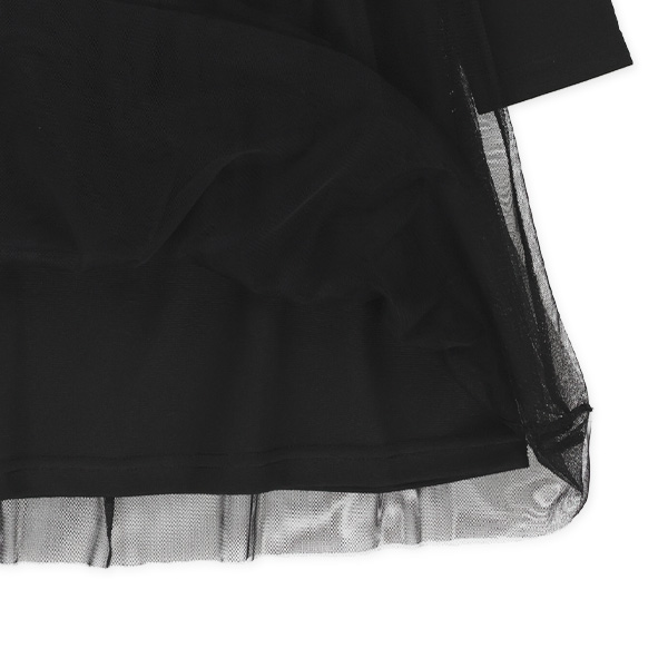 ポンチチュールフォーマル長袖ワンピース