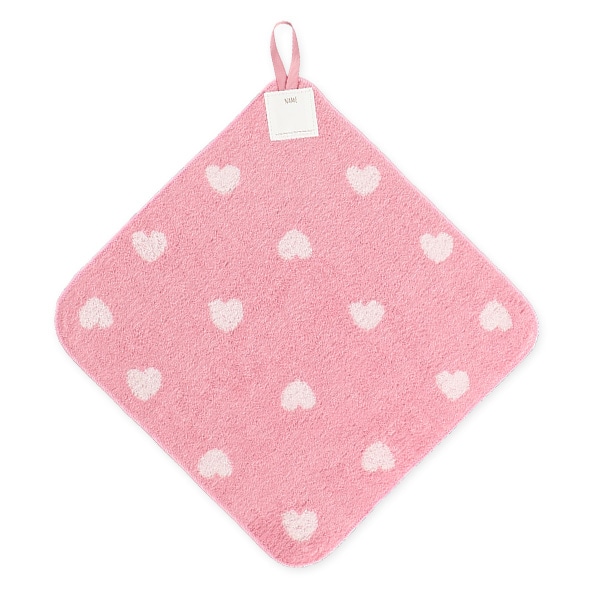 3枚組無撚糸ループ付きタオル（ハート・花・リボン）