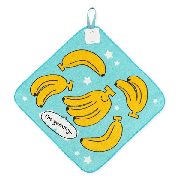 3枚組シャーリングループ付きタオル（バナナ・くるま）