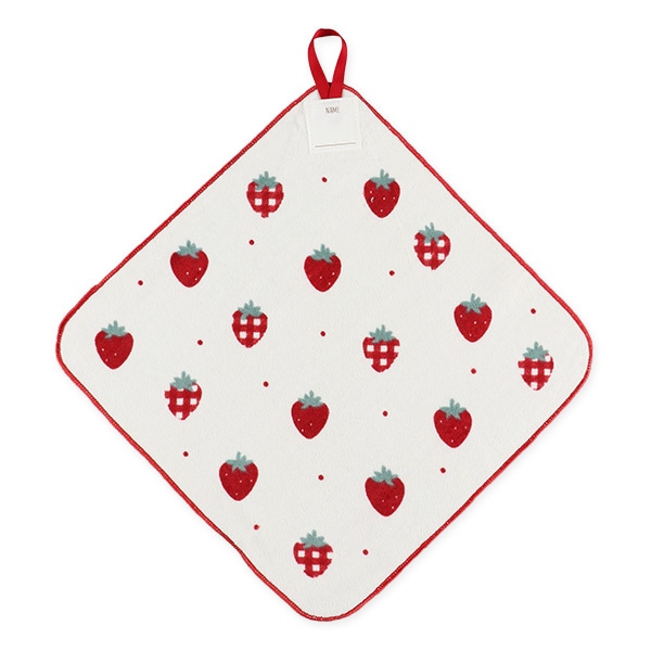 3枚組シャーリングループ付きタオル（いちご・くま・さくらんぼ）