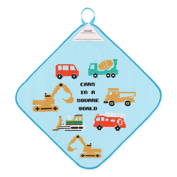 3枚組マイクロファイバーループ付きハンドタオル（恐竜・はたらくくるま）